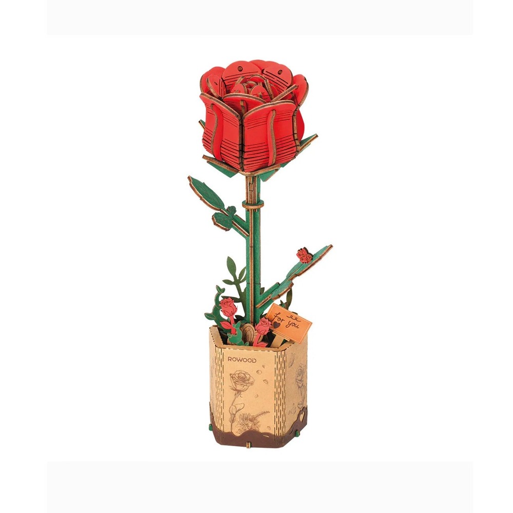 Rowood Red Rose DIY Flower 3D Wooden Puzzle TW042 Craft Kit Model‎ Building NEW